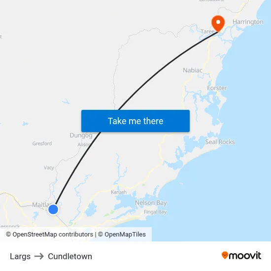 Largs to Cundletown map