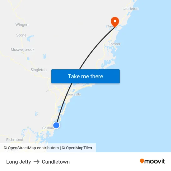 Long Jetty to Cundletown map