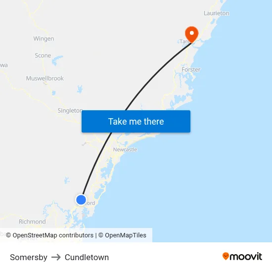 Somersby to Cundletown map