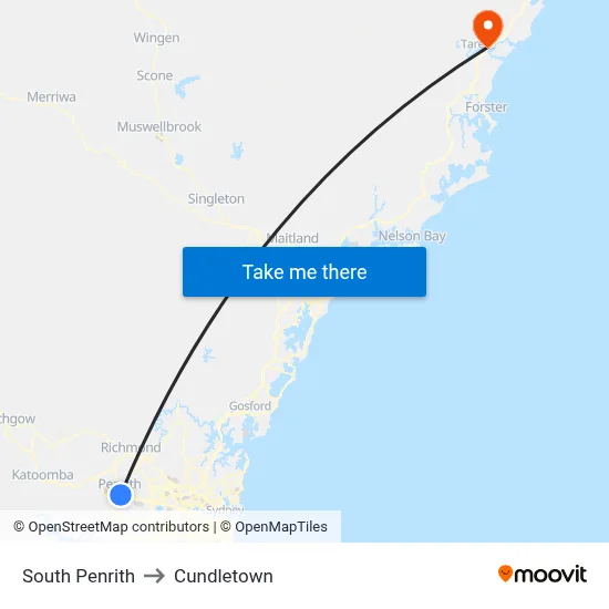 South Penrith to Cundletown map