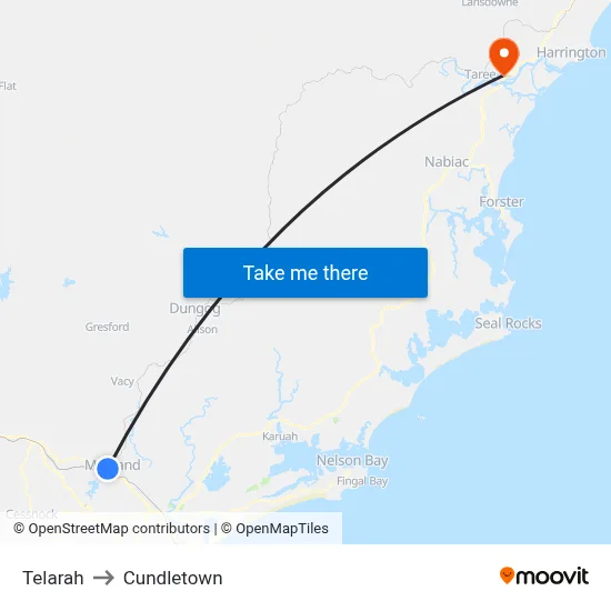 Telarah to Cundletown map