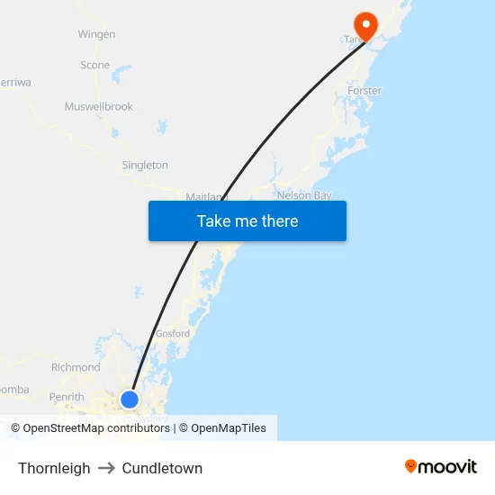 Thornleigh to Cundletown map