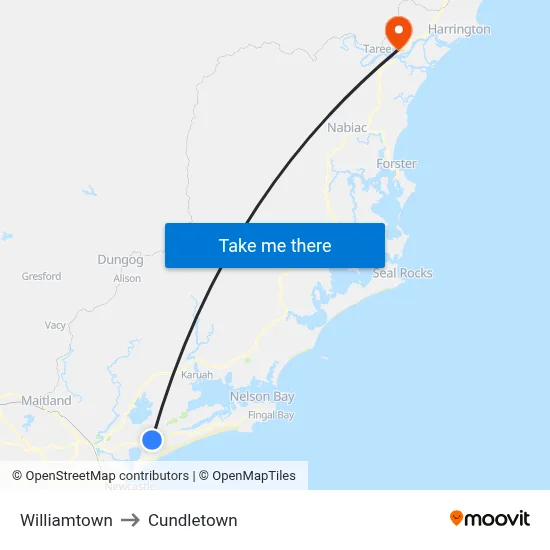 Williamtown to Cundletown map