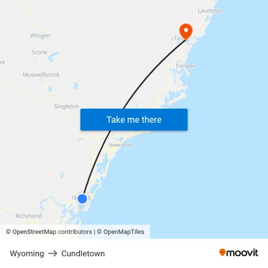 Wyoming to Cundletown map