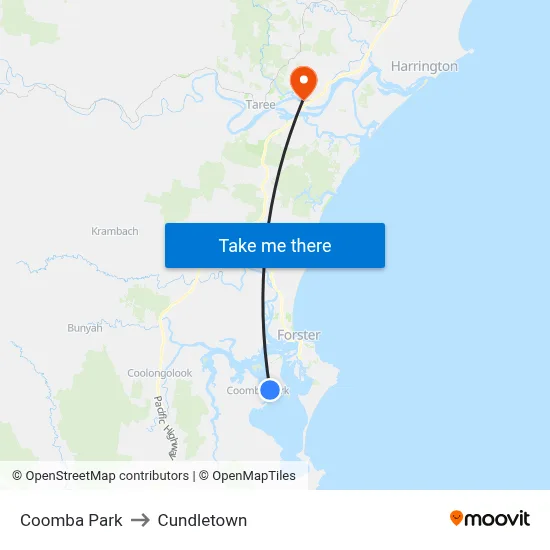 Coomba Park to Cundletown map