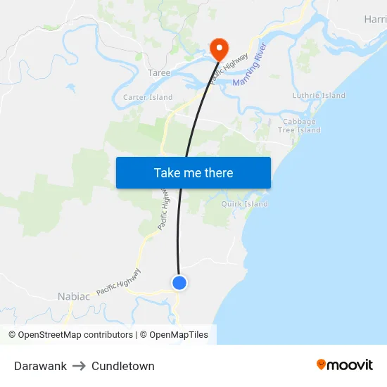 Darawank to Cundletown map