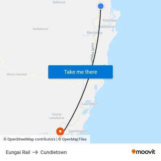 Eungai Rail to Cundletown map