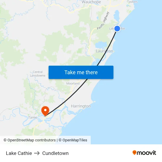 Lake Cathie to Cundletown map