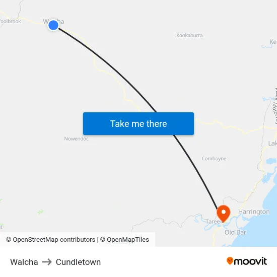 Walcha to Cundletown map