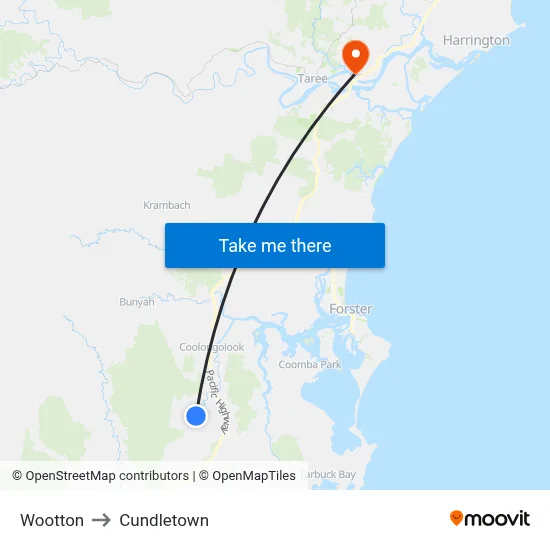 Wootton to Cundletown map