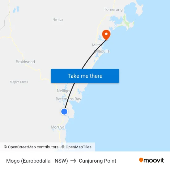 Mogo (Eurobodalla - NSW) to Cunjurong Point map