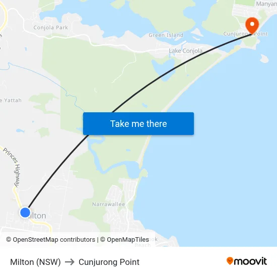 Milton (NSW) to Cunjurong Point map