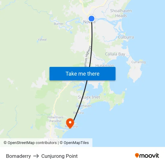 Bomaderry to Cunjurong Point map
