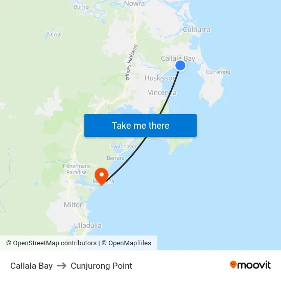 Callala Bay to Cunjurong Point map