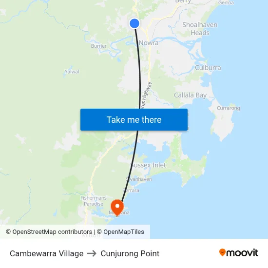 Cambewarra Village to Cunjurong Point map