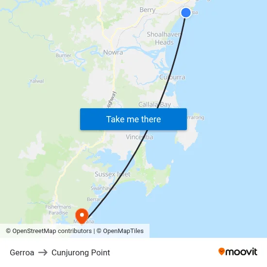 Gerroa to Cunjurong Point map