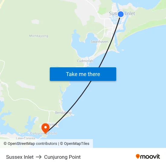 Sussex Inlet to Cunjurong Point map
