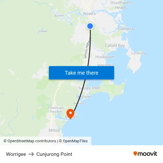 Worrigee to Cunjurong Point map