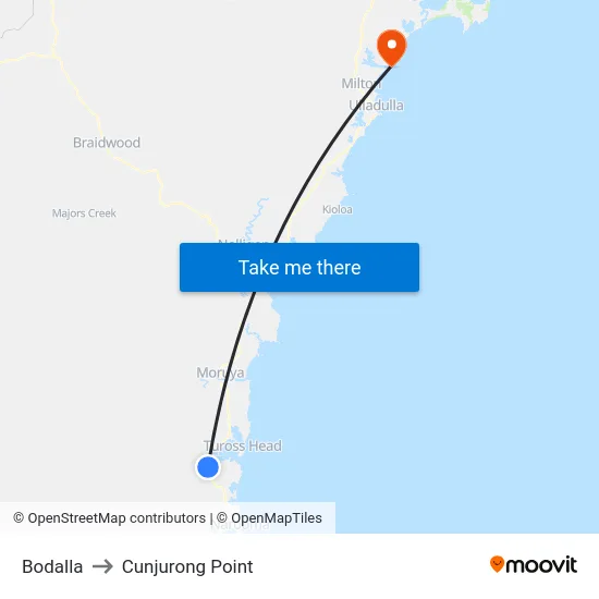 Bodalla to Cunjurong Point map