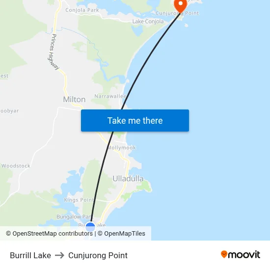 Burrill Lake to Cunjurong Point map