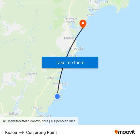 Kioloa to Cunjurong Point map