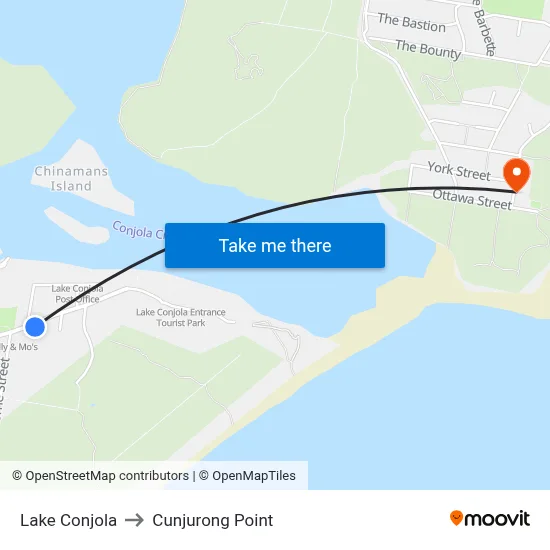 Lake Conjola to Cunjurong Point map
