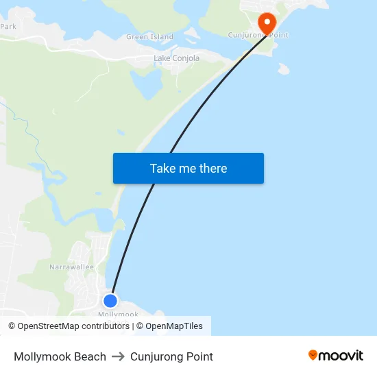 Mollymook Beach to Cunjurong Point map