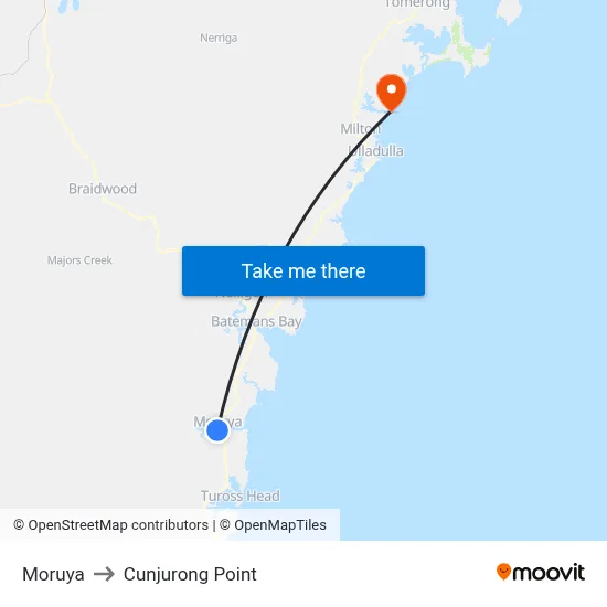 Moruya to Cunjurong Point map