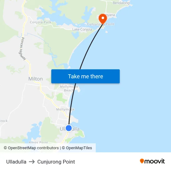 Ulladulla to Cunjurong Point map