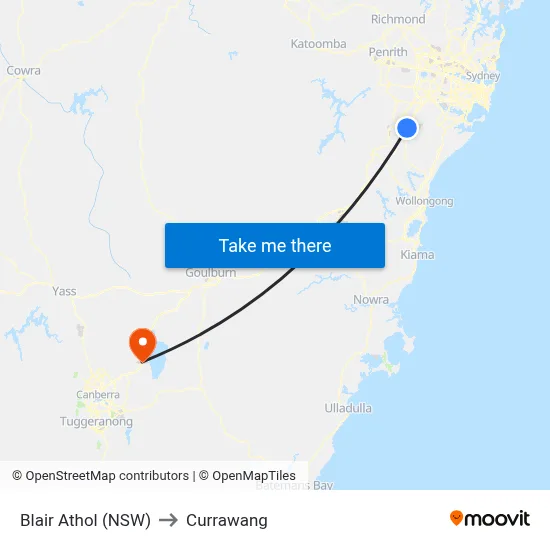 Blair Athol (NSW) to Currawang map