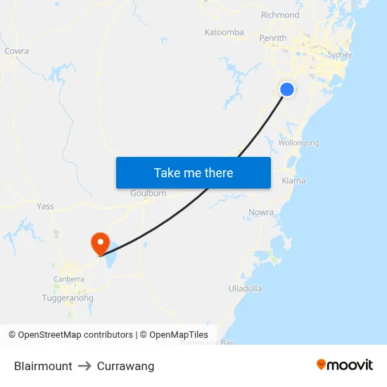 Blairmount to Currawang map