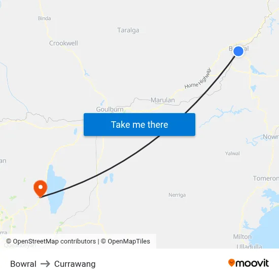 Bowral to Currawang map
