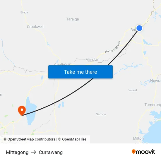 Mittagong to Currawang map
