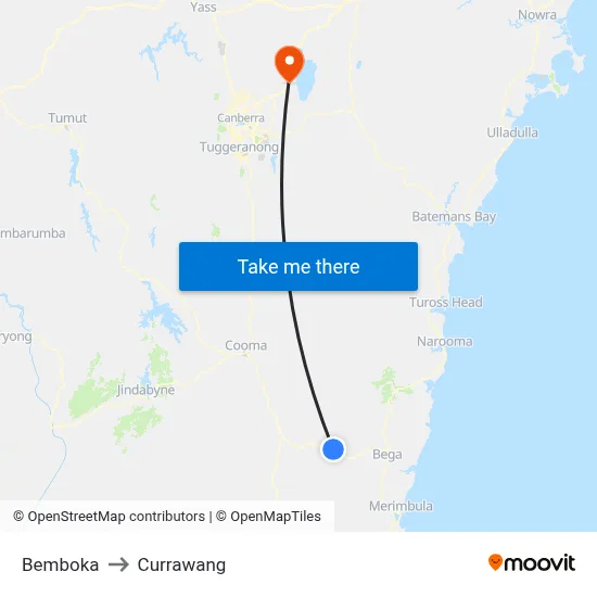 Bemboka to Currawang map