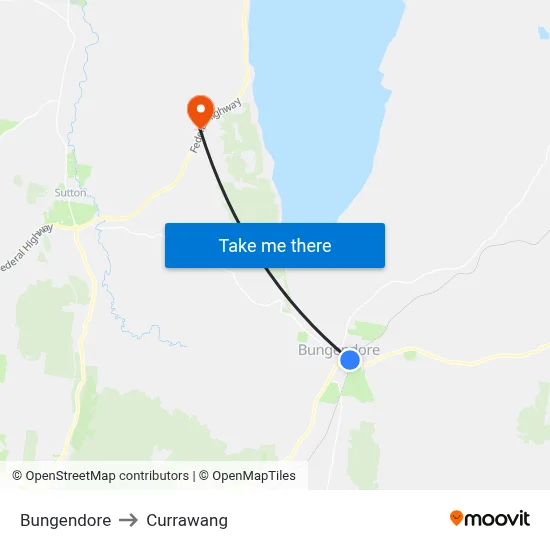 Bungendore to Currawang map