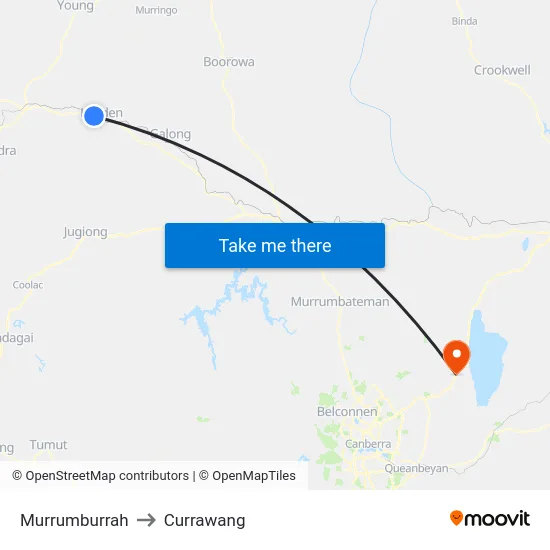 Murrumburrah to Currawang map