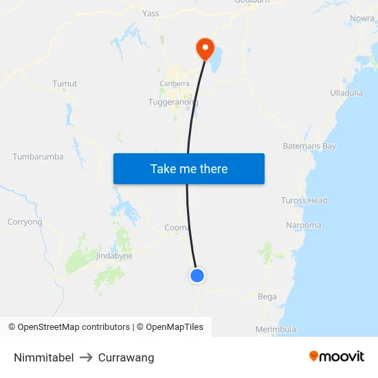 Nimmitabel to Currawang map