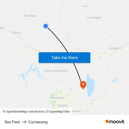 Rye Park to Currawang map