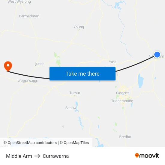 Middle Arm to Currawarna map