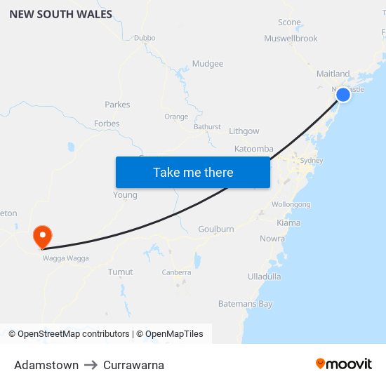 Adamstown to Currawarna map