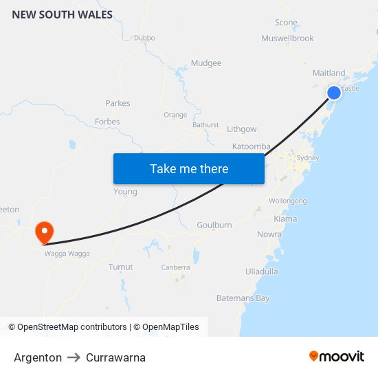 Argenton to Currawarna map