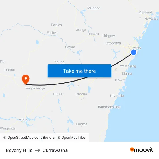 Beverly Hills to Currawarna map