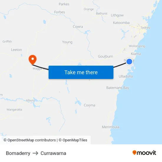 Bomaderry to Currawarna map