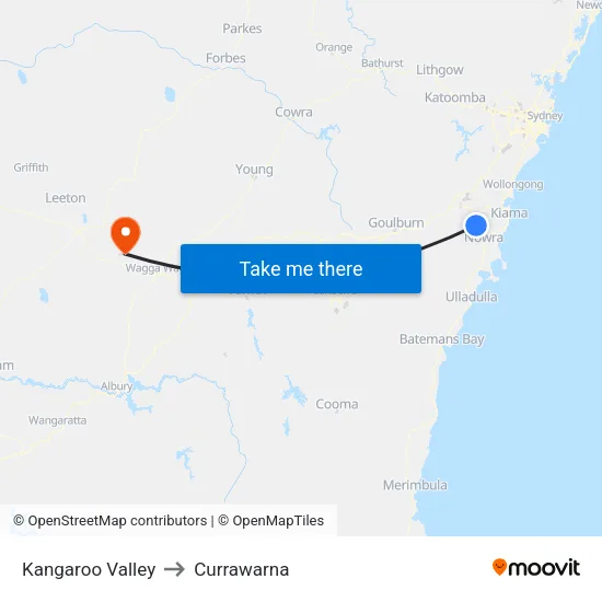 Kangaroo Valley to Currawarna map