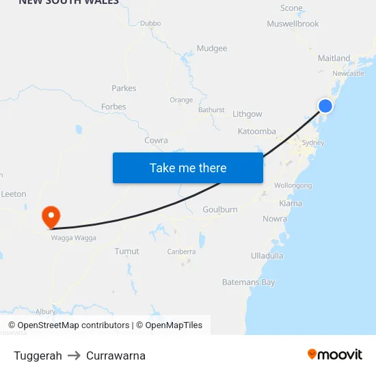 Tuggerah to Currawarna map