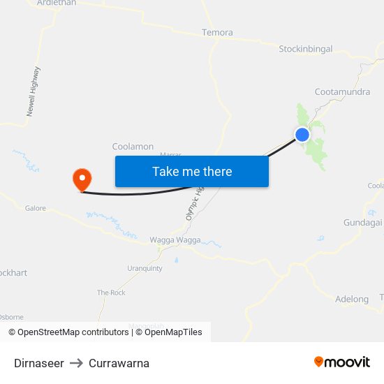 Dirnaseer to Currawarna map