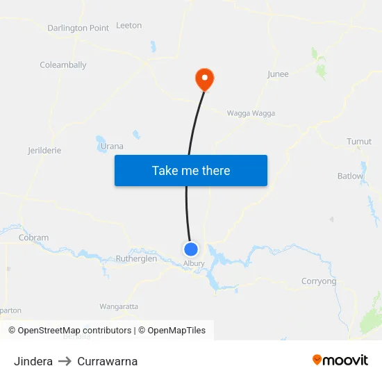 Jindera to Currawarna map