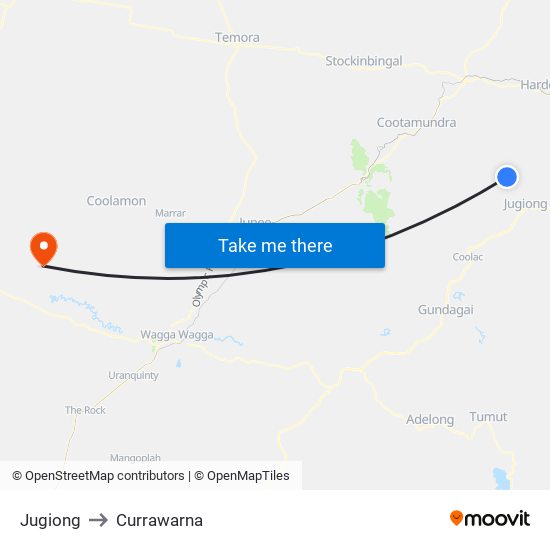 Jugiong to Currawarna map