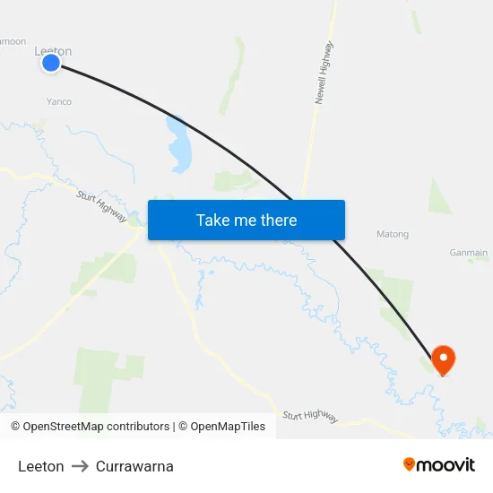 Leeton to Currawarna map