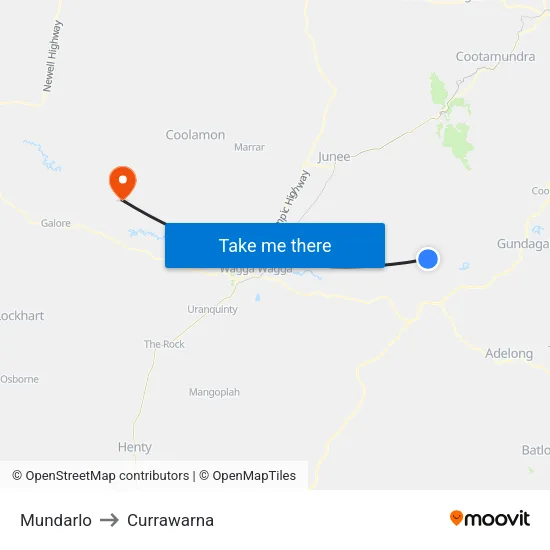 Mundarlo to Currawarna map